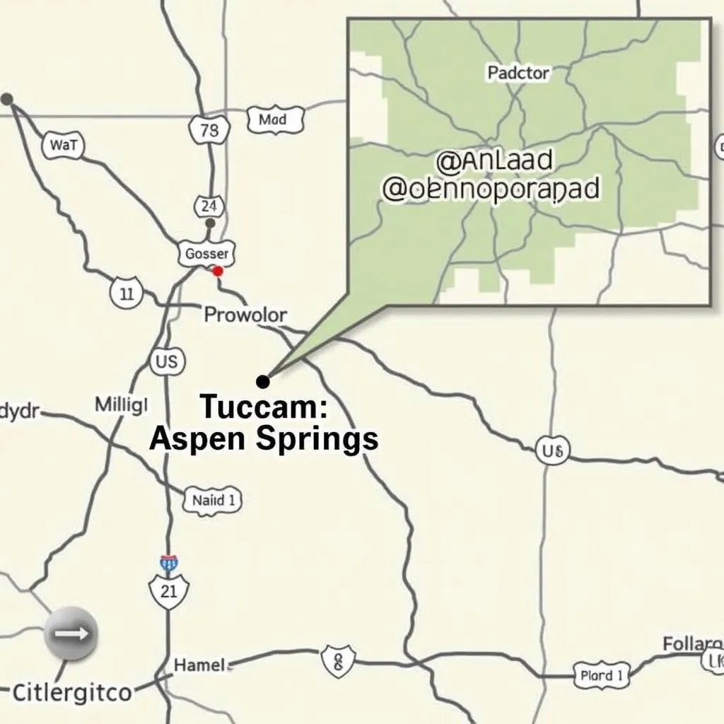 Map highlighting Aspen Springs, Colorado