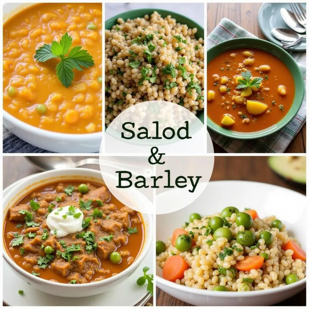 Examples of dishes using barley, highlighting its color variations