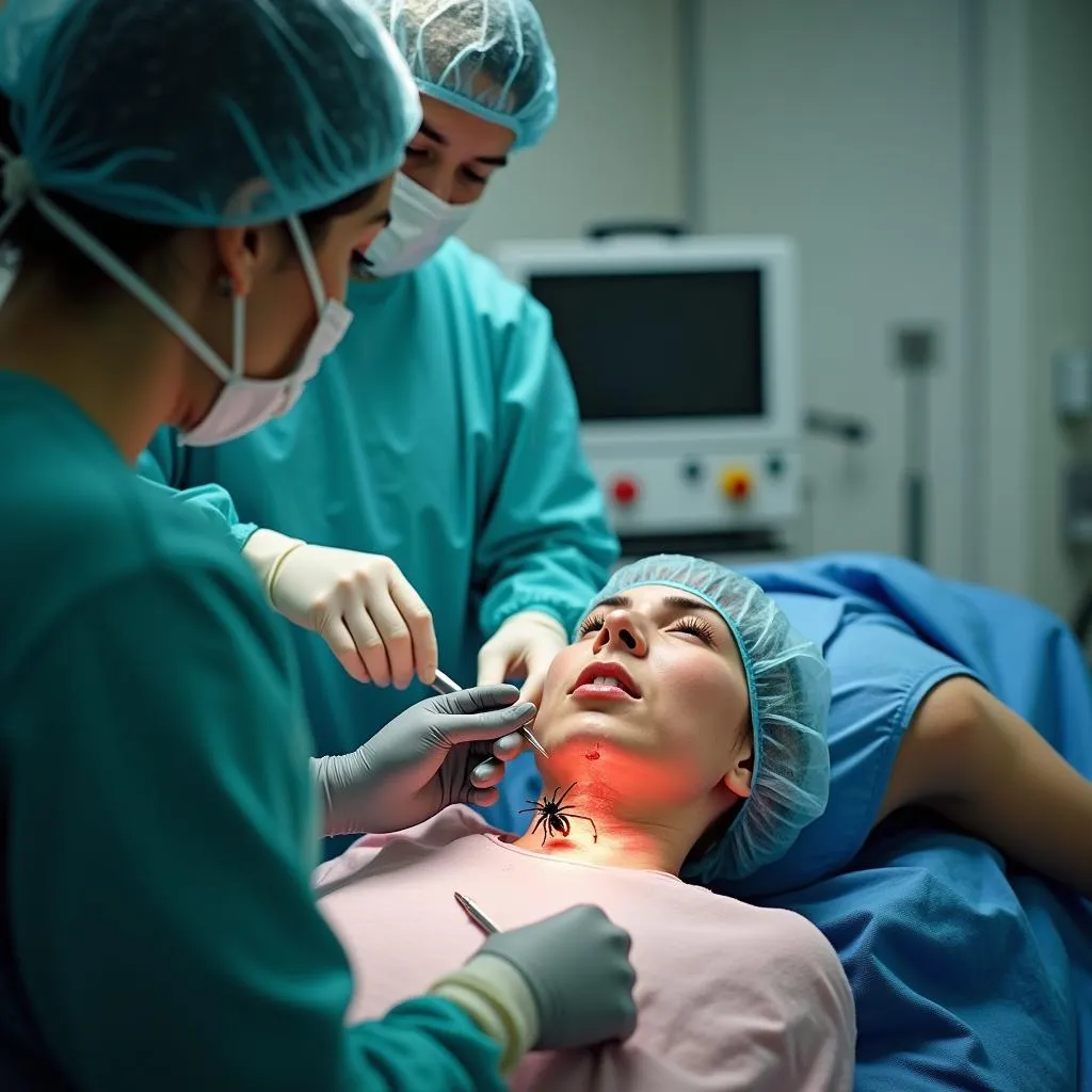 Medical Professional Treating a Black Widow Spider Bite