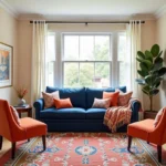 Blue and Orange Living Room