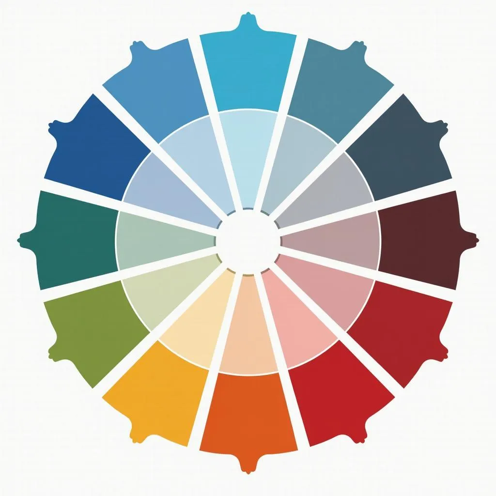 Color wheel showing blue and red combinations