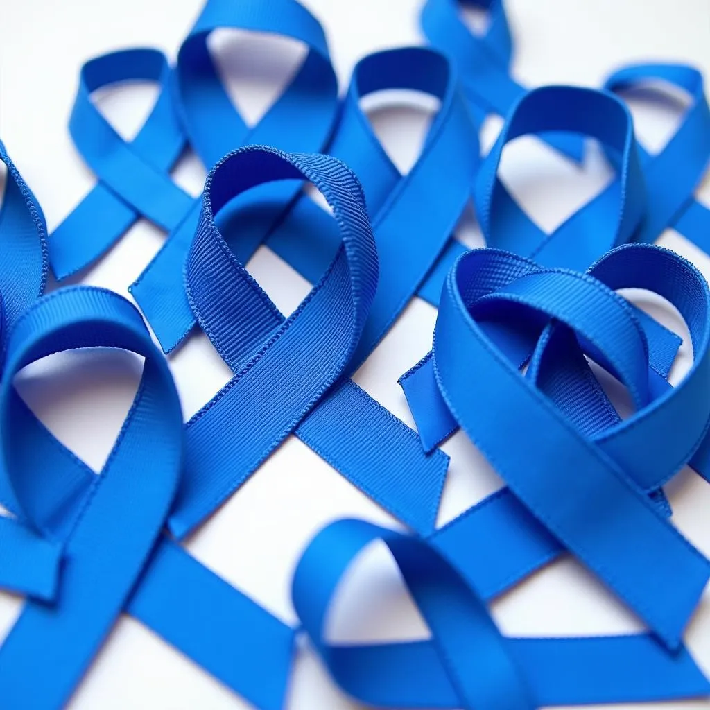 Blue ribbon representing various awareness campaigns