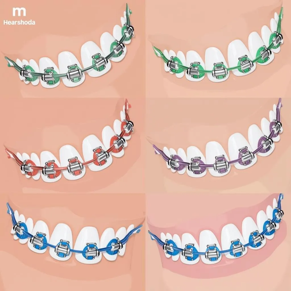 Braces color chart with various options