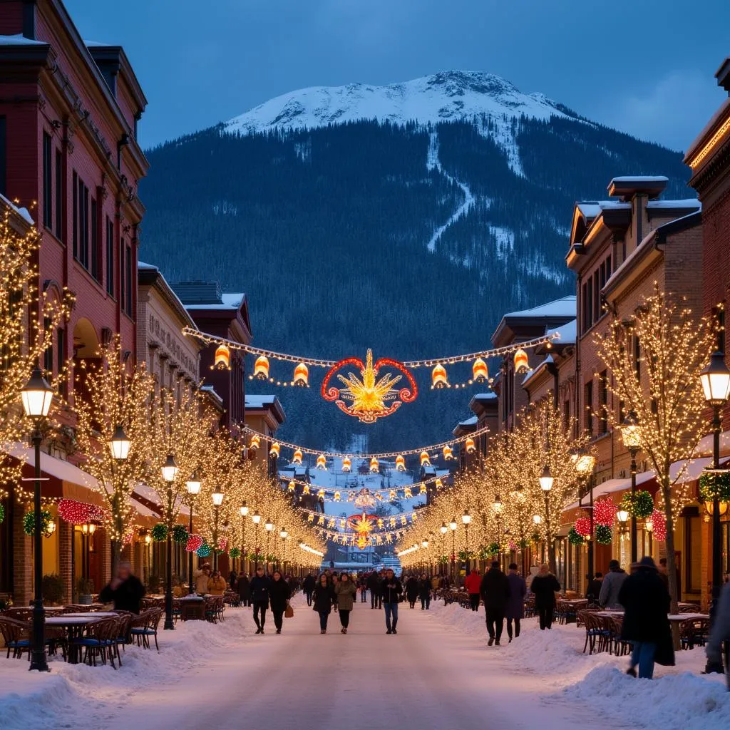 Breckenridge's vibrant Main Street in winter