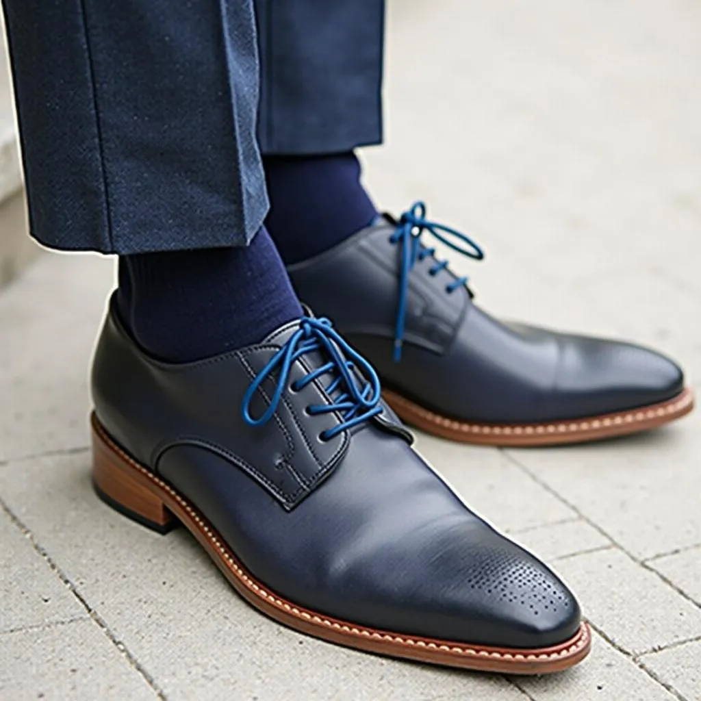 Brown Shoes with Blue Suit