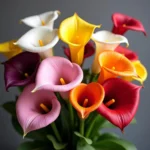 Bouquet of colorful calla lilies