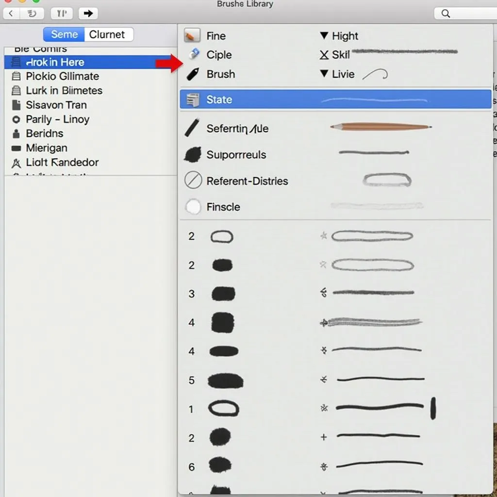 Choosing brushes in Procreate