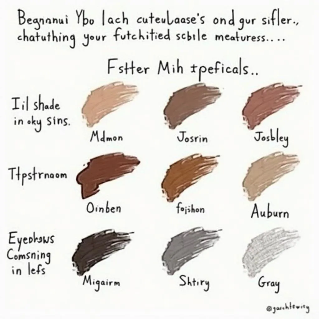 Color Chart for Eyebrow Tinting