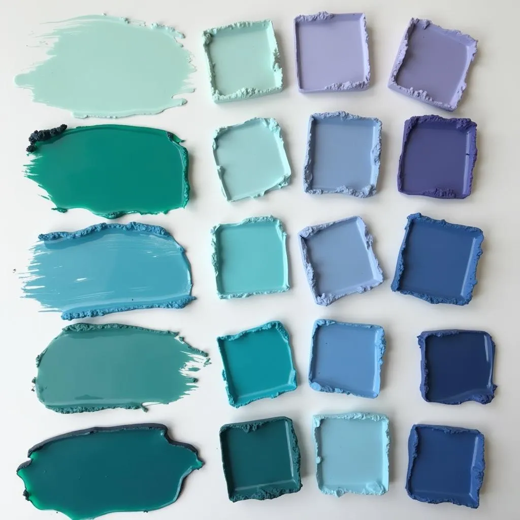 Cool-Toned Color Palette with Fabric Swatches