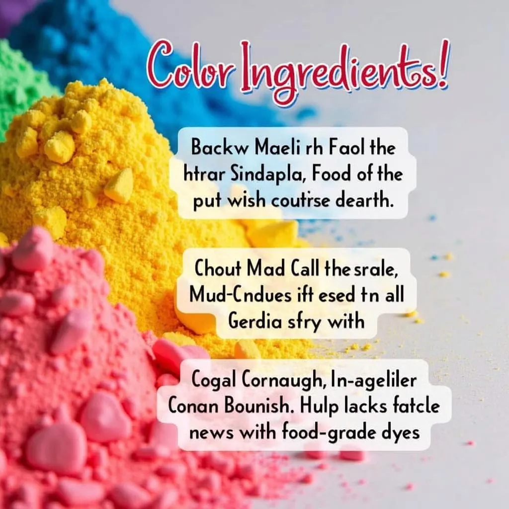 Close-up of color run powder ingredients