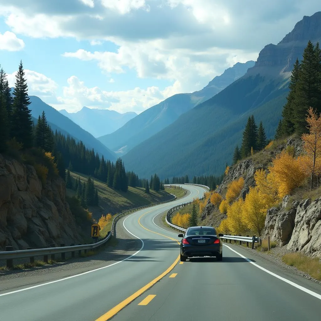 Driving through Colorado mountain pass