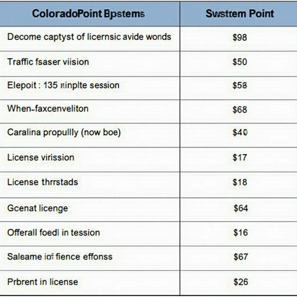 Colorado Point System Chart 