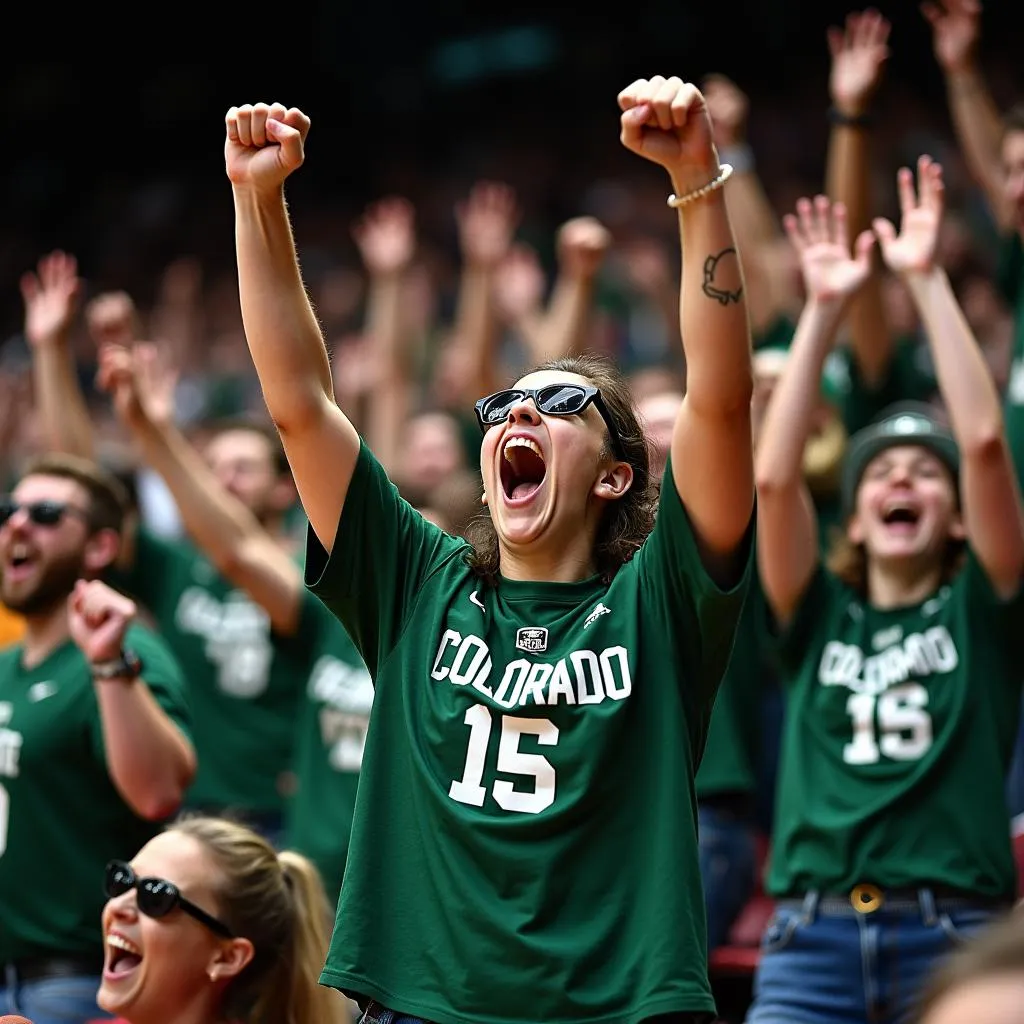 Colorado State Basketball Fans Celebrating a Victory