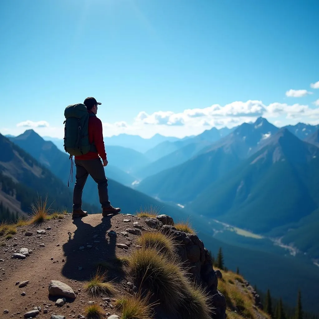 Colorado Trail Hiker Enjoys Mountain Scenery