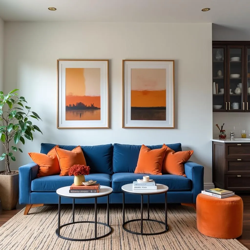 Complementary colors in a living room