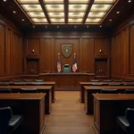 Formal courtroom setting