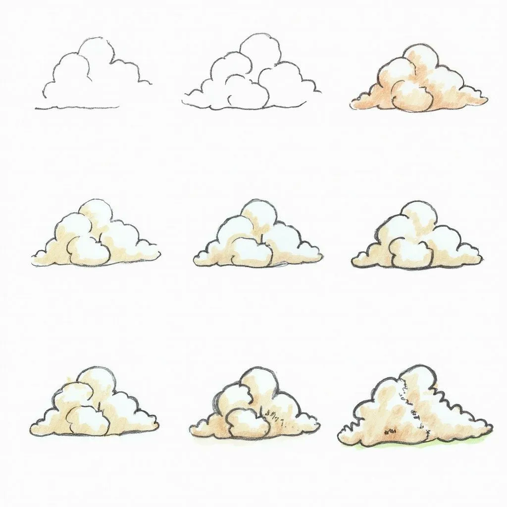 Step-by-Step Cumulus Cloud Drawing