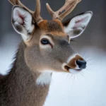 White-tailed deer with thick winter coat