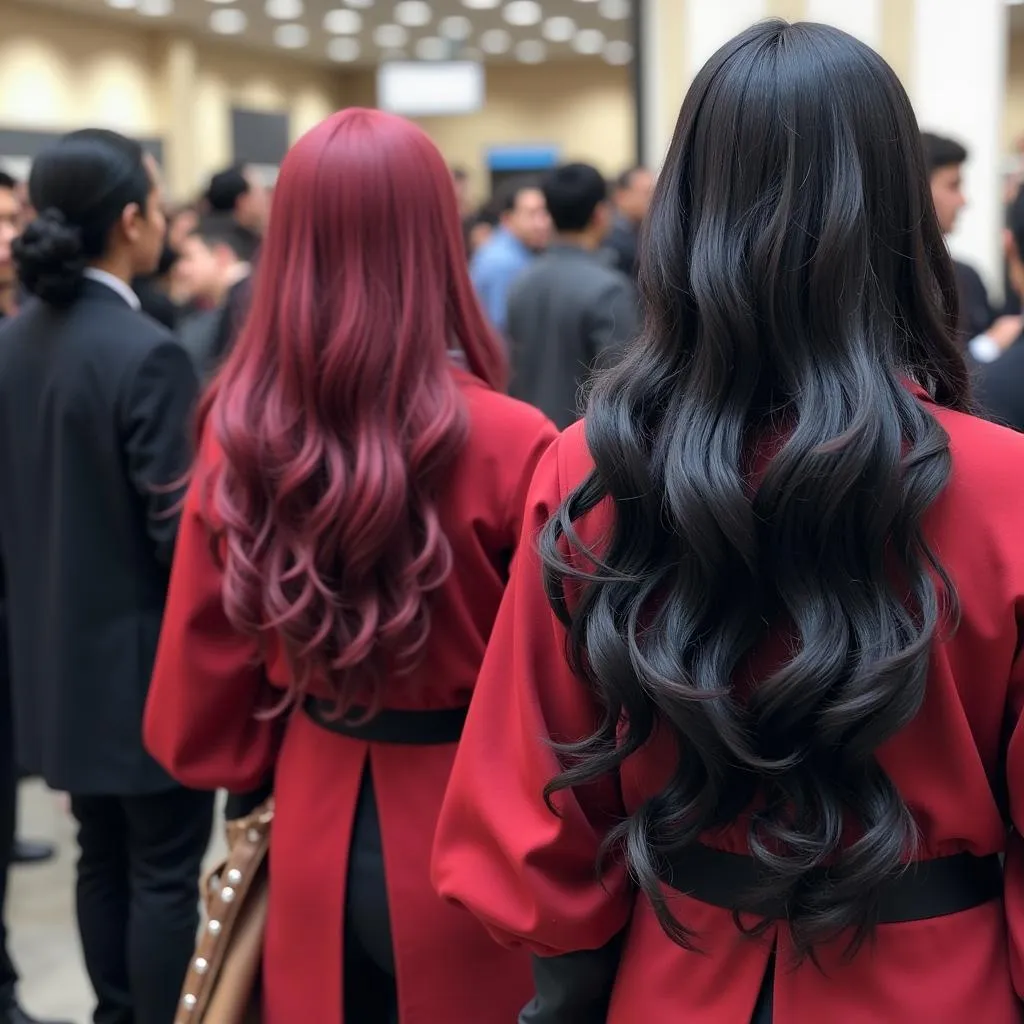 Demon Slayer cosplayers with accurately styled hair