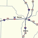 Map showing the route from Denver to Atlanta