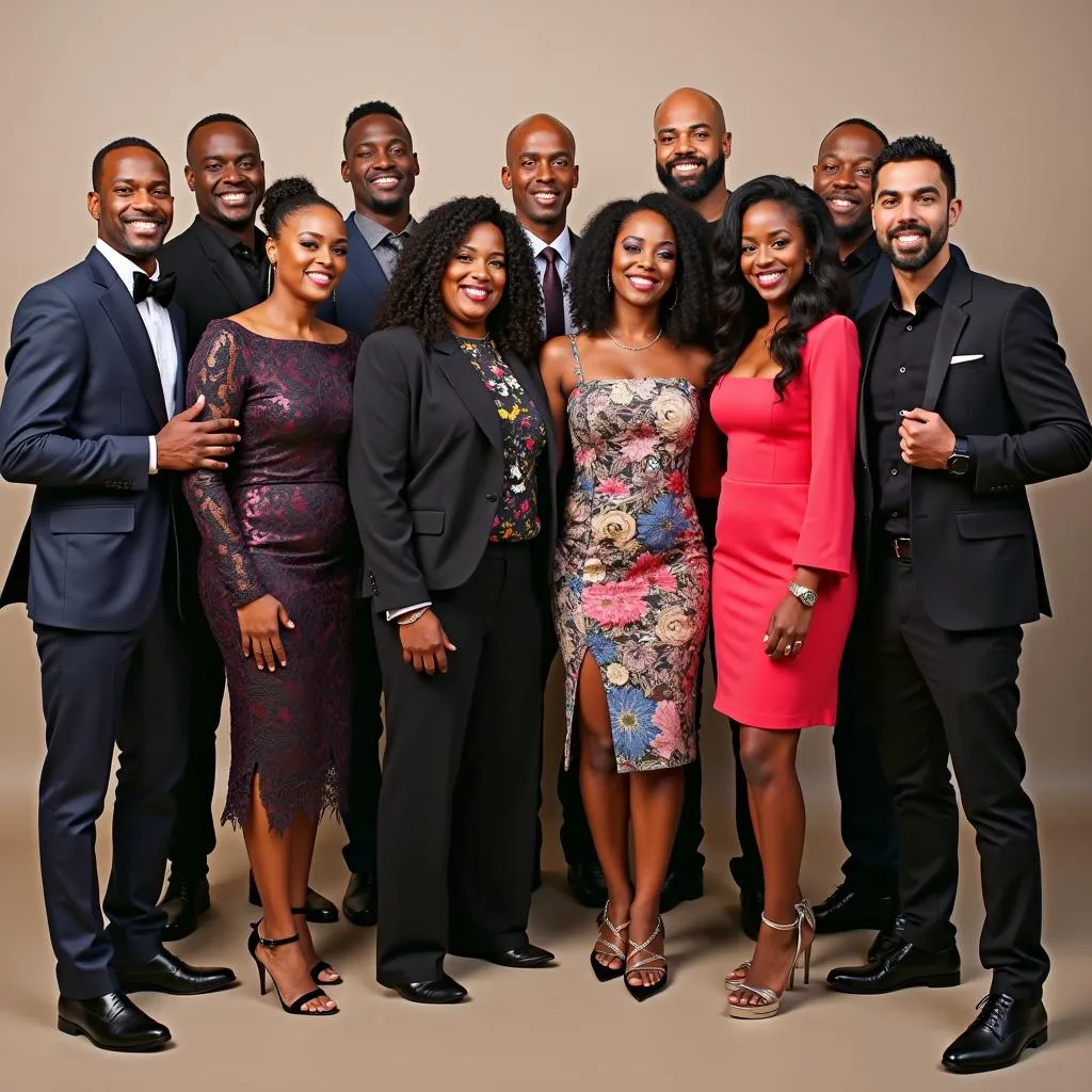 Deon Cole with the cast of Black-ish