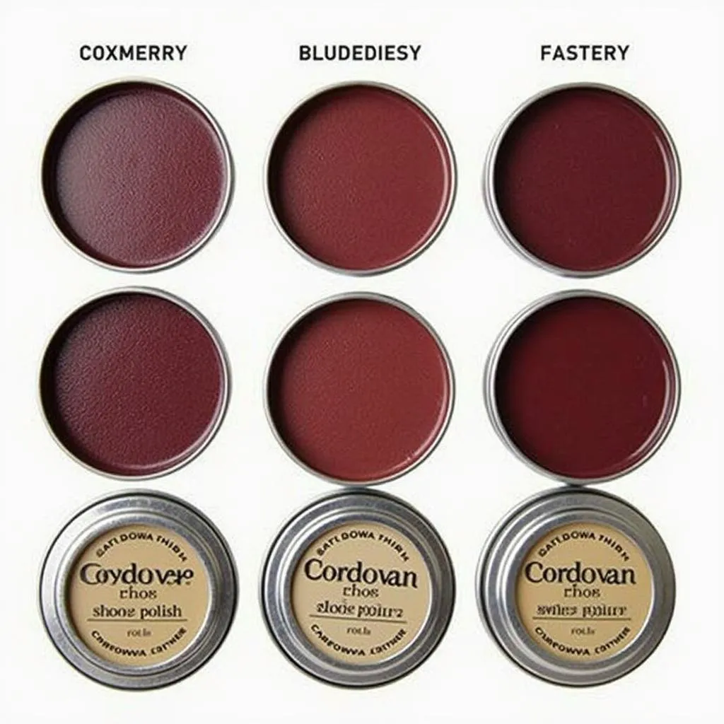 Various shades of cordovan shoe polish displayed