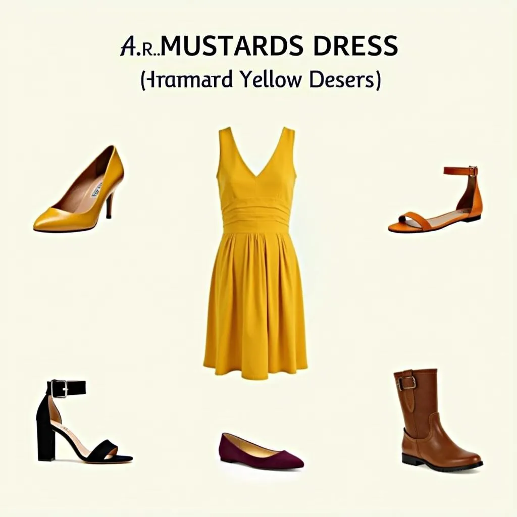 Different shoe styles for a mustard yellow dress