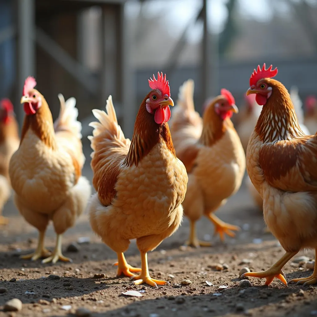 Easter Egger chickens in a coop