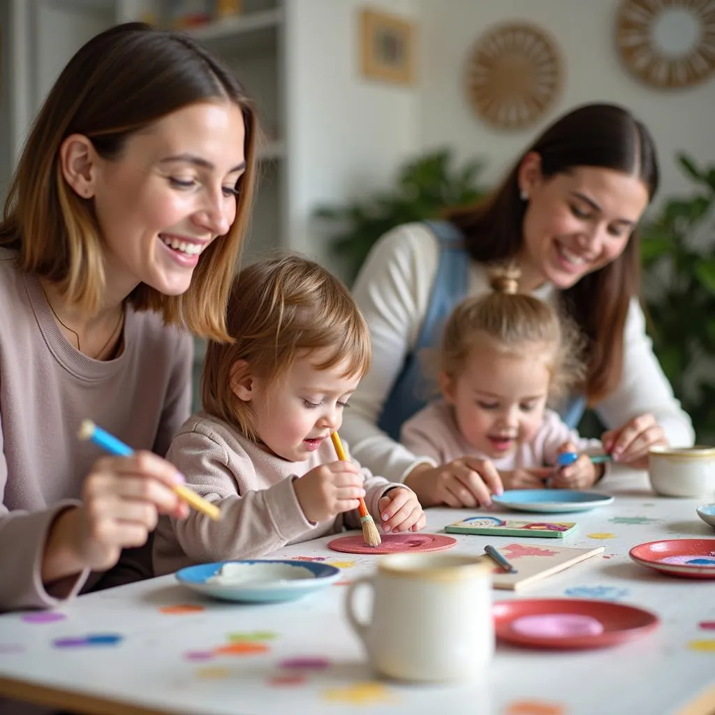 Family Painting Ceramics at Color Me Mine