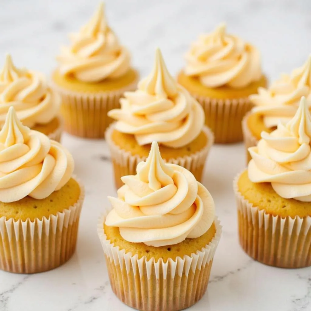 Decorating Cupcakes with Peach Frosting