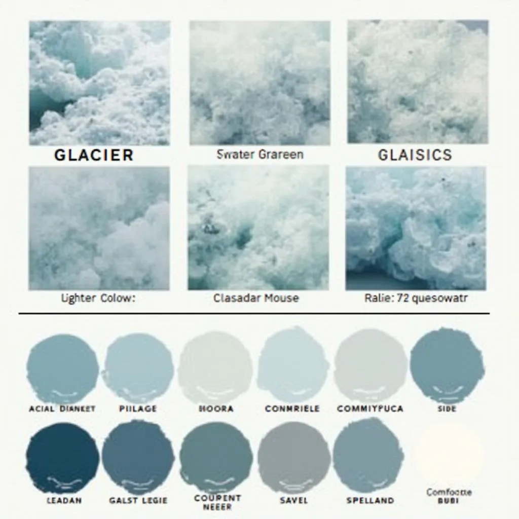 Glacier color palette with various shades and tones