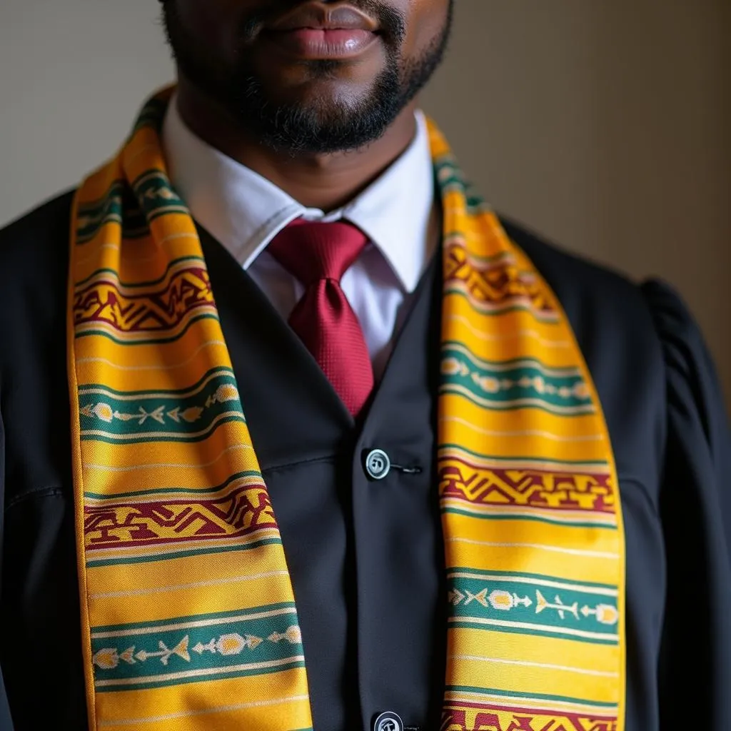 Graduate Wearing Kente Cloth Stole