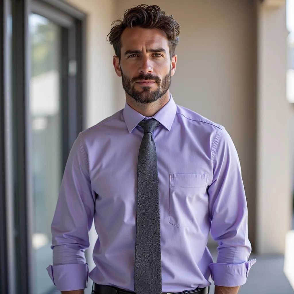 Gray Tie with Purple Shirt