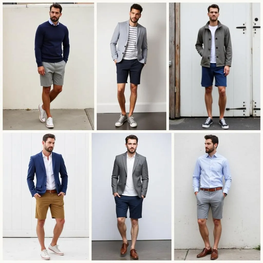 Grey Shorts Outfit Ideas Collage for Men