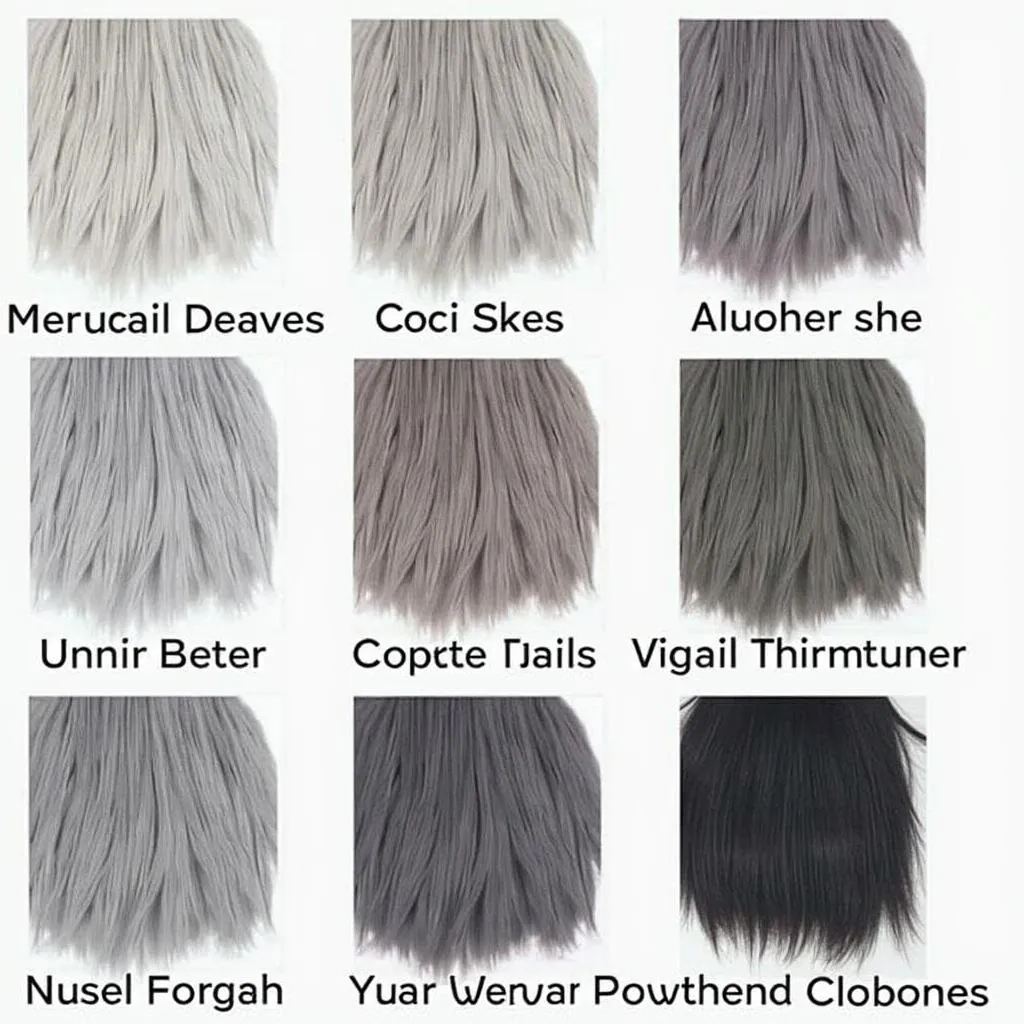 Hair color swatches in different shades of gray