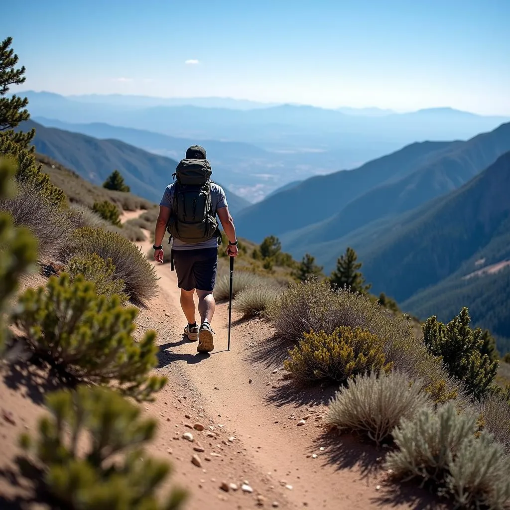 Hiker on Pikes Peak trail