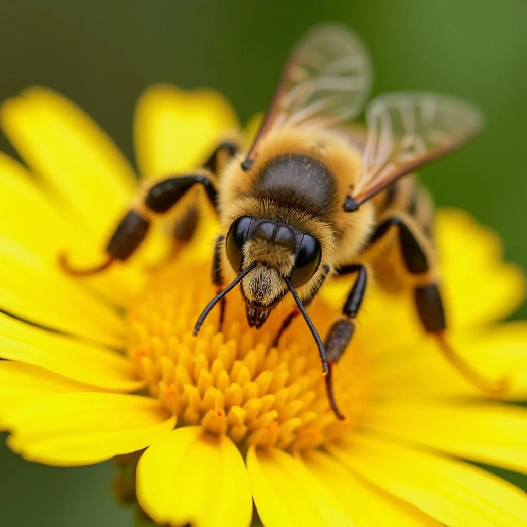 Honey bee collecting pollen