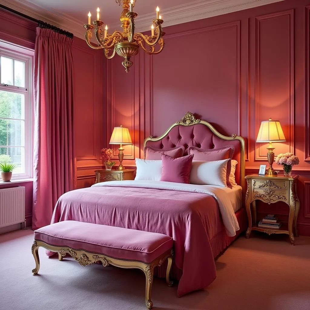 Hot Pink and Gold Bedroom