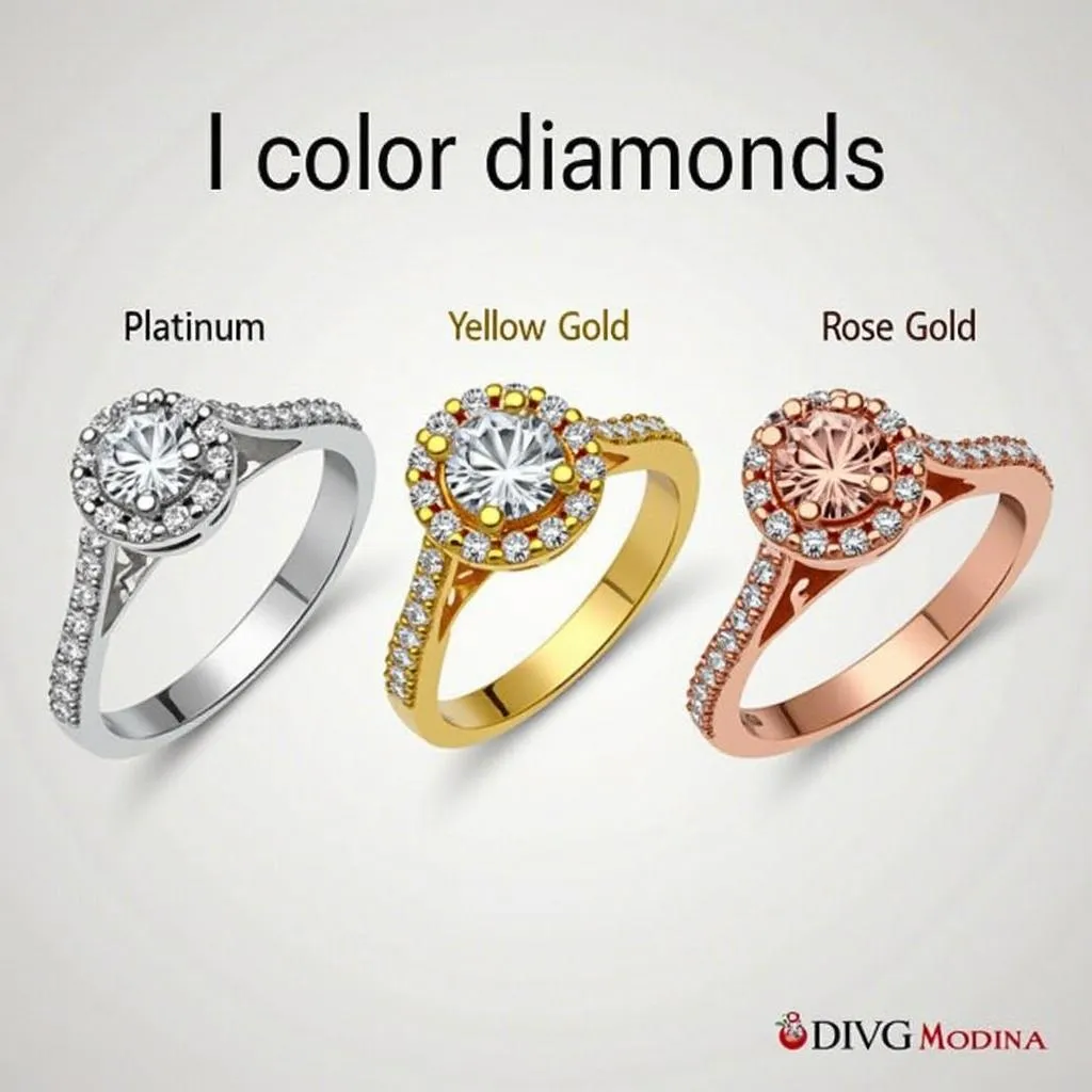 Comparison of I color diamond rings in different metal settings