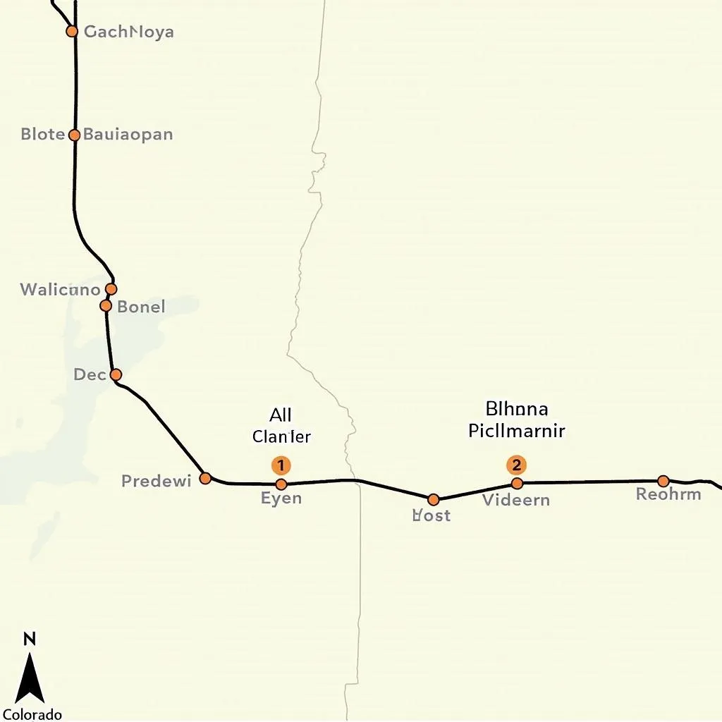 Map showing route from Illinois to Colorado