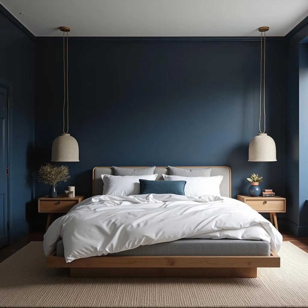 Indigo-Themed Bedroom Interior