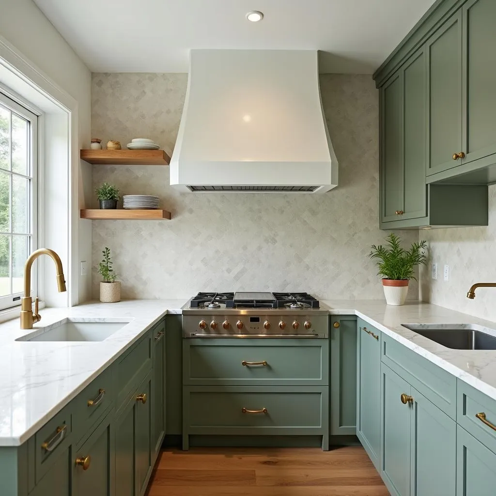 Kitchen Design Featuring Iron Ore and Sage Green