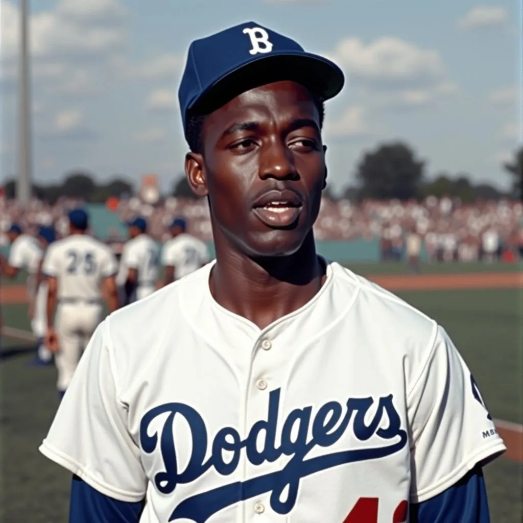 Jackie Robinson in Brooklyn Dodgers Uniform