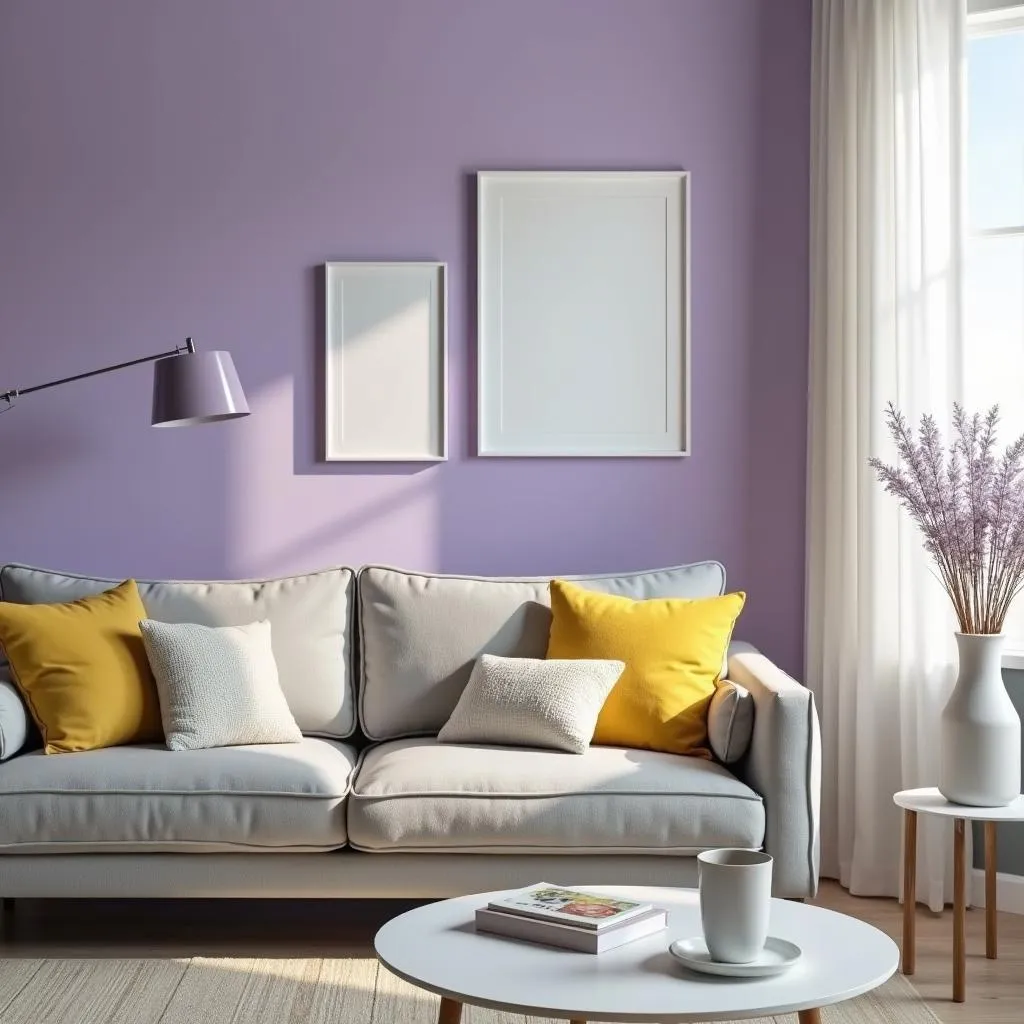 Lavender and yellow living room