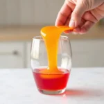 Layering different colors of jello in a glass.