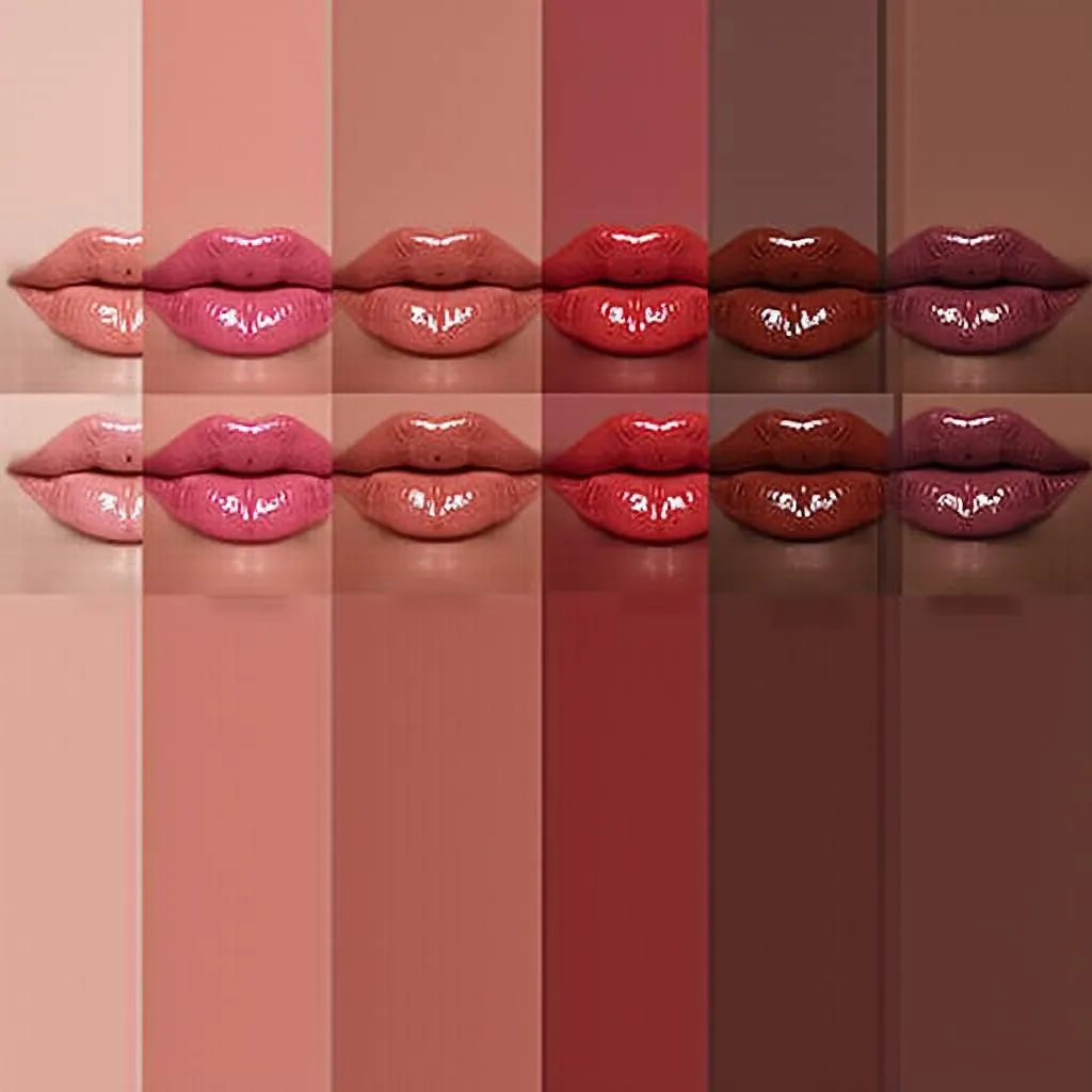 Lipstick swatches on various skin tones