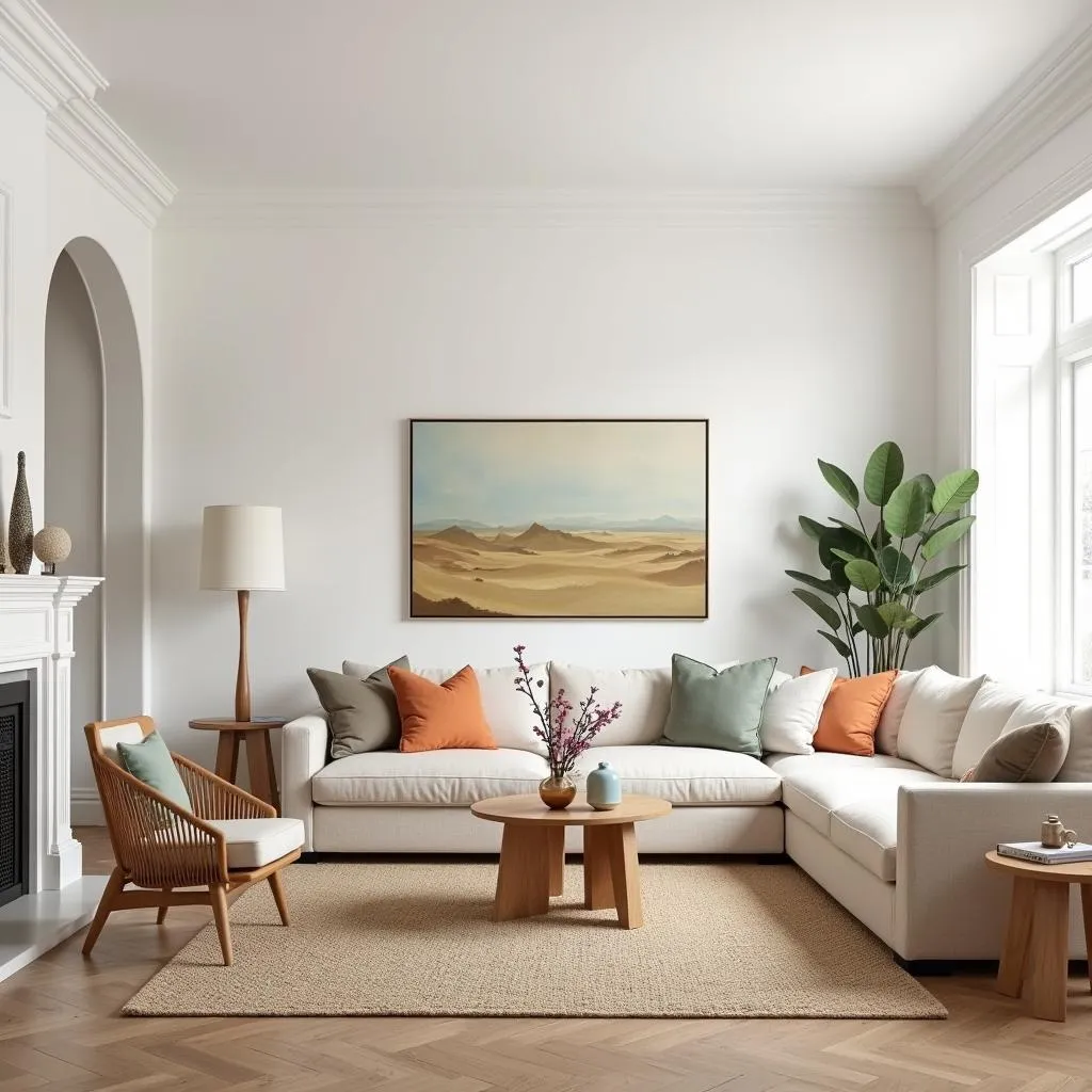 Living Room with Bone White Walls