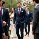 Man in Navy Suit at Wedding