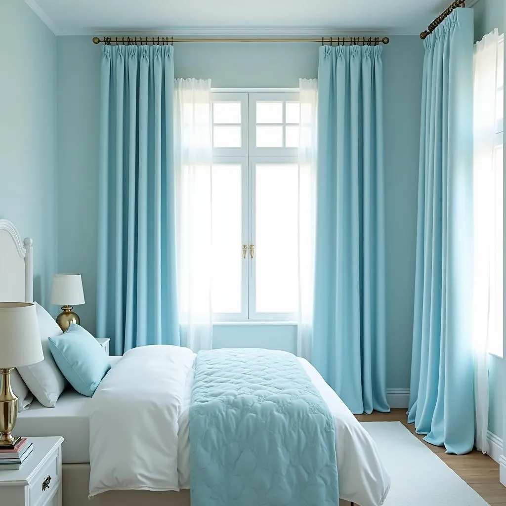 Matching drapes and wall color in a bedroom