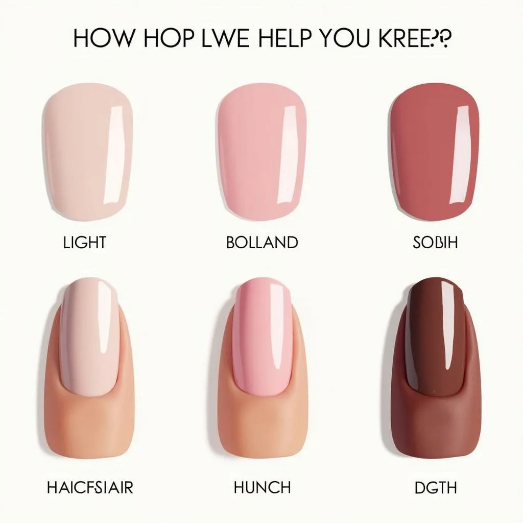  Chart depicting various nail polish shades and their suitability for different skin tones.